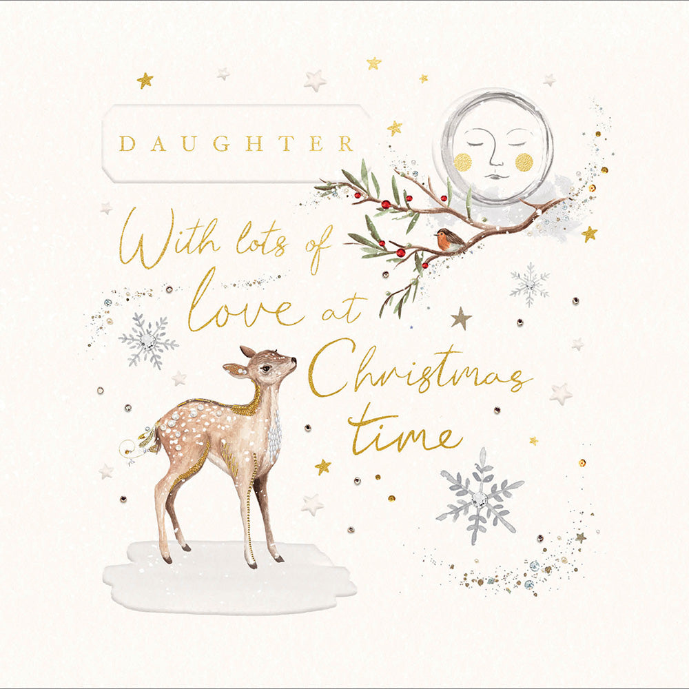 To My Daughter With Lots Of Love Embellished Christmas Card