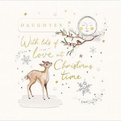 To My Daughter With Lots Of Love Embellished Christmas Card