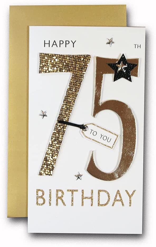 75th Birthday Greeting Card Hand-Finished