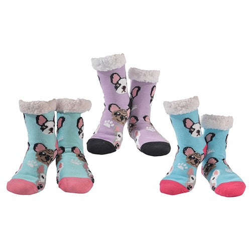 Nuzzles Pack Of 3 Pairs Ladies Pretty Pooches Slipper Socks One Size