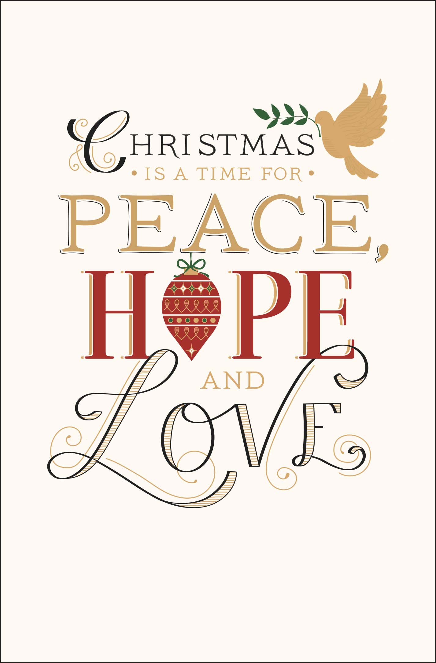 Peace, Hope & Love Traditional Christmas Greeting Card