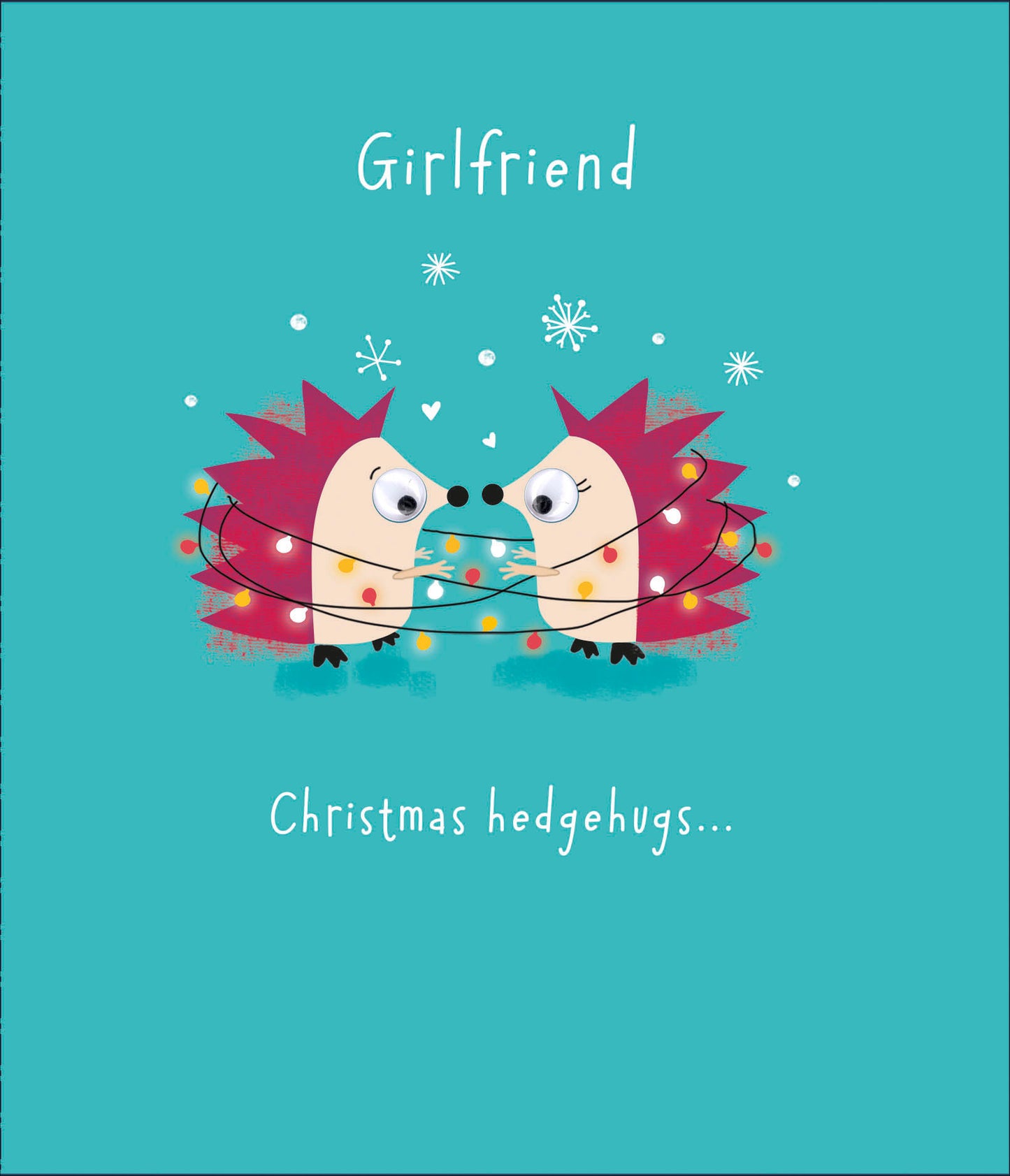 Girlfriend Cute Hedgehog Googly Eyes Christmas Greeting Card