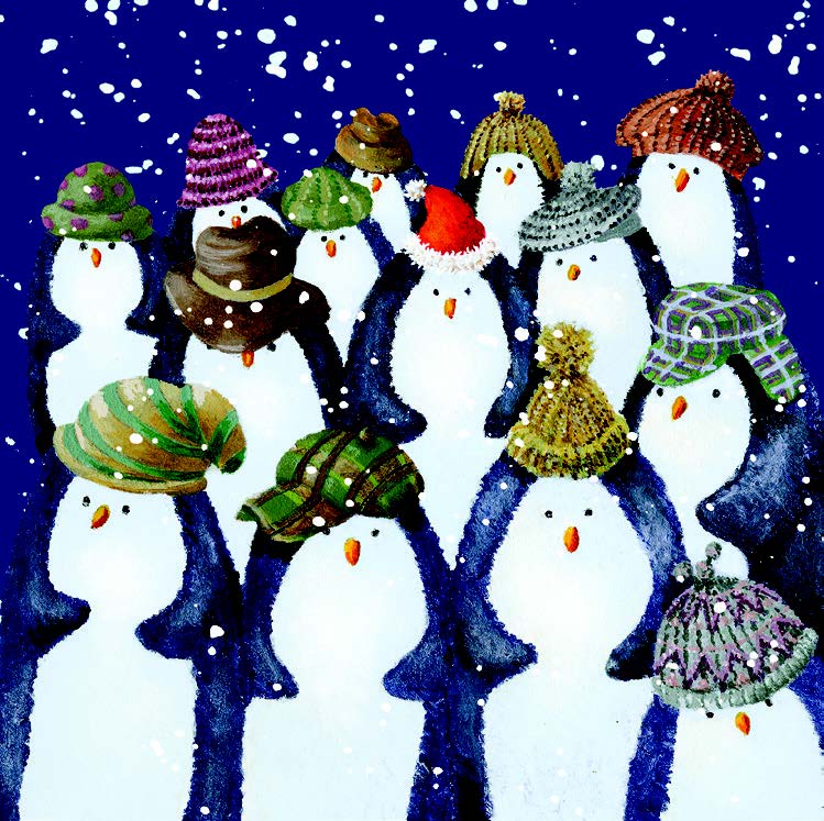 Pack of 8 Penguins In Hats Marie Curie Charity Christmas Cards