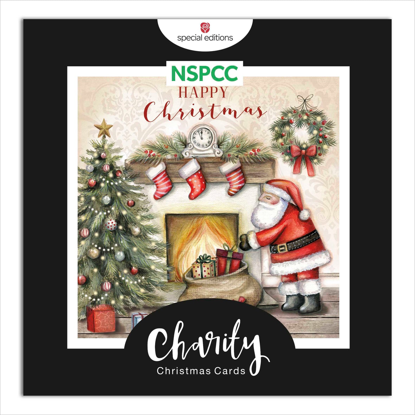 Box of 16 Santa Filling Stockings NSPCC Charity Christmas Cards