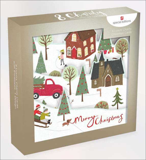 Box of 8 Die Cut British Heart Foundation Charity Christmas Cards