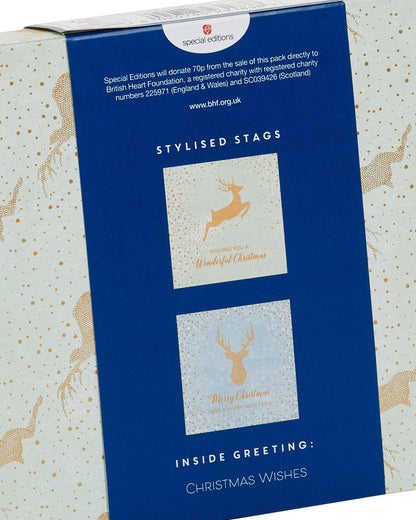 Box of 10 Stags British Heart Foundation Charity Christmas Cards