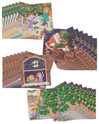 Box of 30 Assorted Mini Cartoon Multiple Charity Christmas Cards