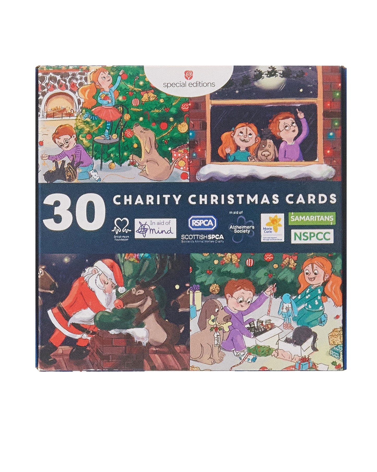 Box of 30 Assorted Mini Cartoon Multiple Charity Christmas Cards