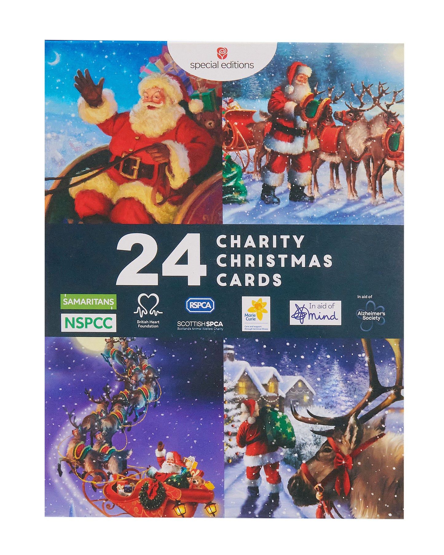 Box of 24 Assorted Festive Santa Multiple Charity Christmas Cards