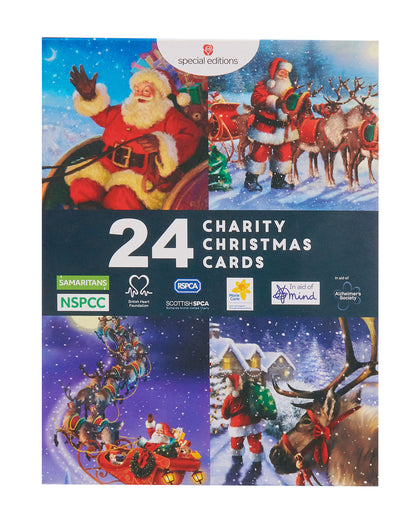 Box of 24 Assorted Festive Santa Multiple Charity Christmas Cards