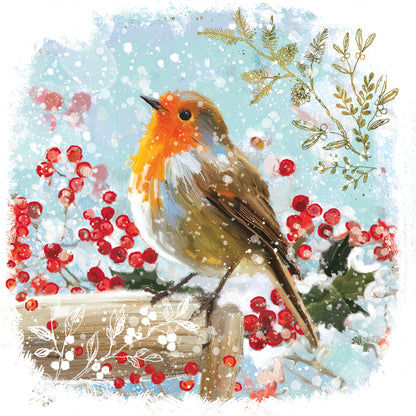 Pack of 8 Festive Robin Red Breast NSPCC Charity Christmas Cards