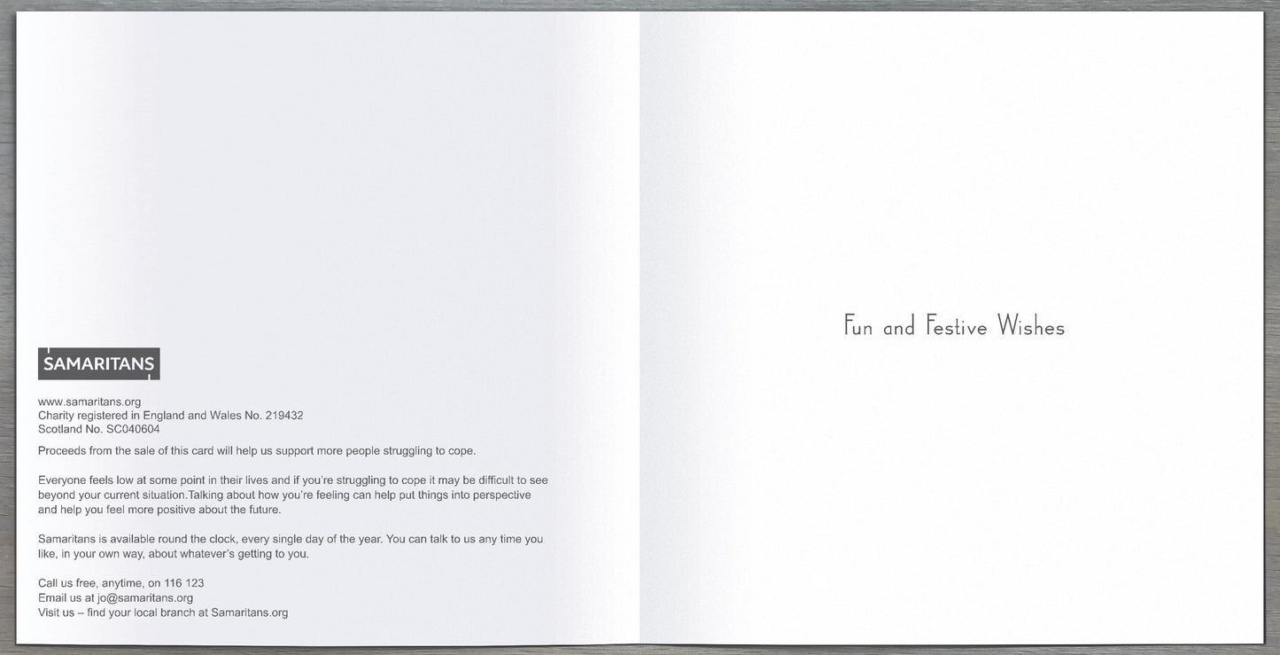 Pack of 8 Snowy Festive Village Samaritans Charity Christmas Cards