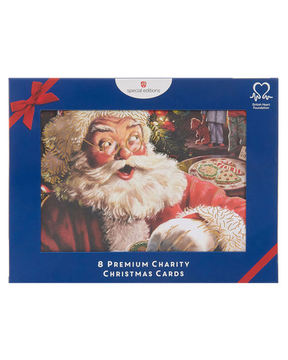 Box of 8 Santa British Heart Foundation Charity Christmas Cards
