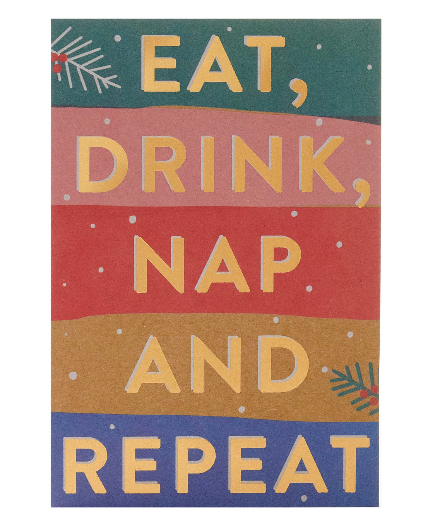 Box of 8 Eat, Drink & Repeat Foiled RSPCA Charity Christmas Cards