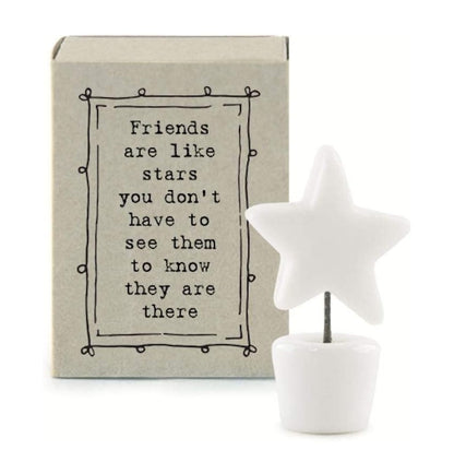 East Of India Friends Matchbox With Ceramic Star In A Pot Inside