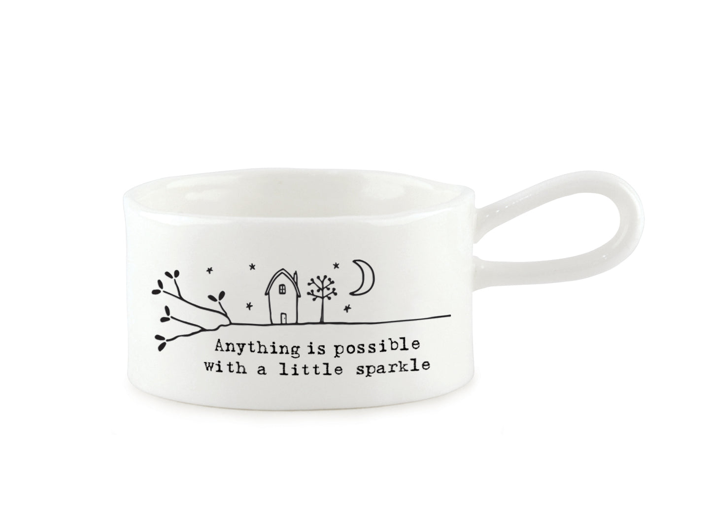 East Of India Anything Is Possible With Sparkle Handled Tea Light Holder In Gift Box