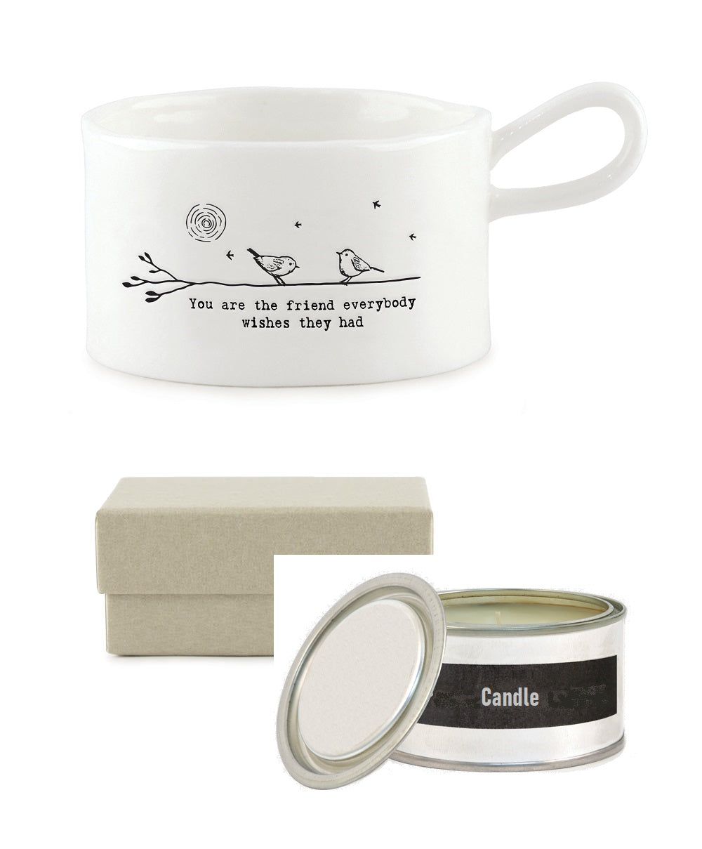 East Of India Friend Everybody Wishes They Had Candle In A Tin Inside Handled Candle Holder