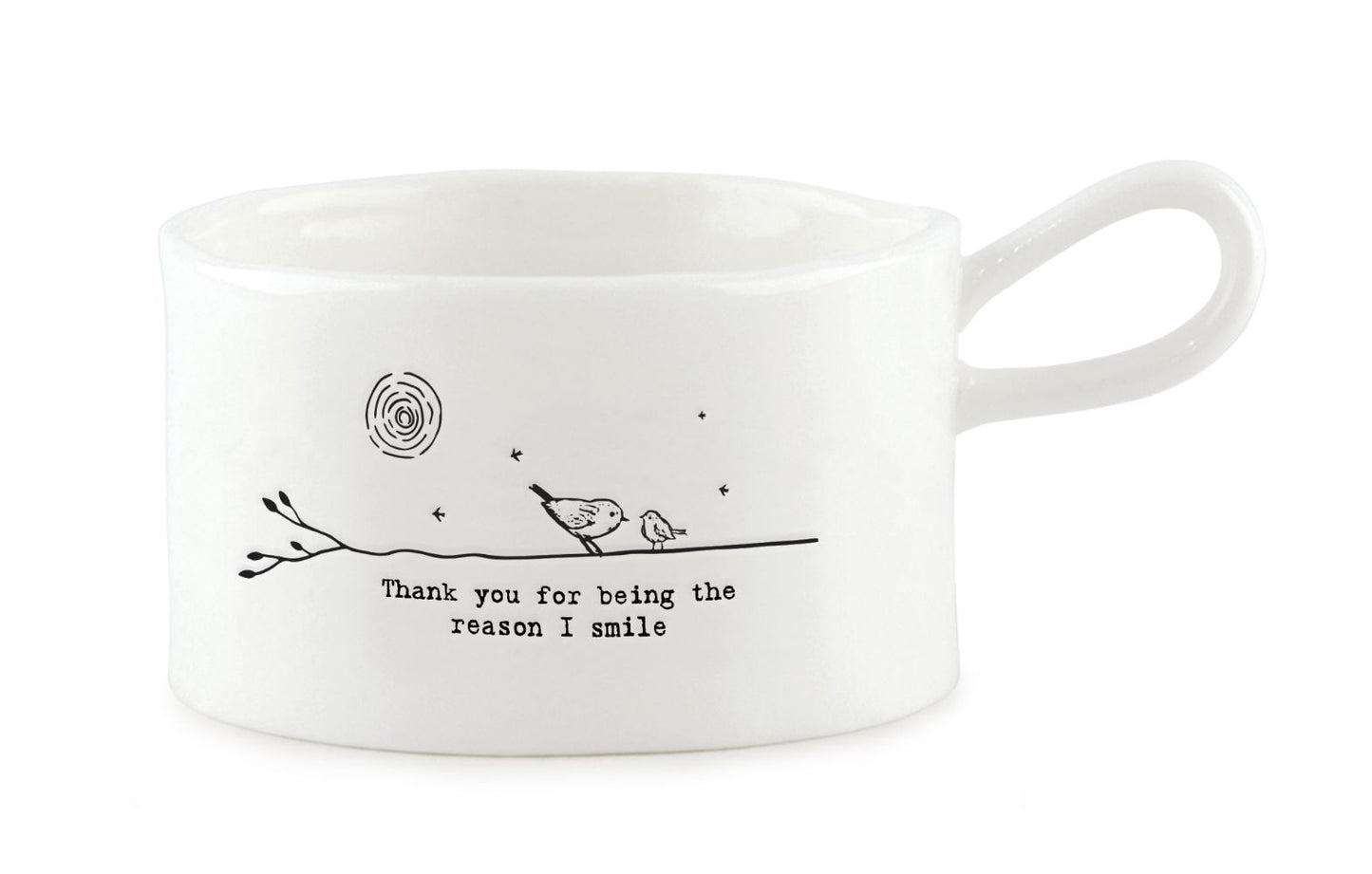 East Of India Thank You The Reason I Smile Candle In A Tin Inside Handled Candle Holder