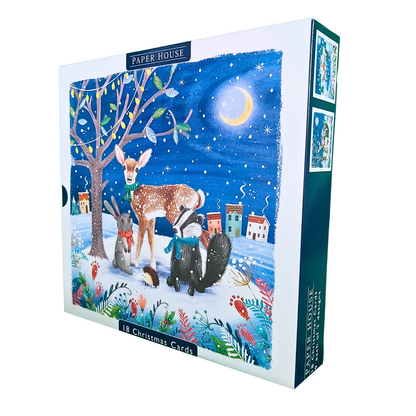 Box of 18 Paper House Festive Cute Woodland Animals Christmas Cards