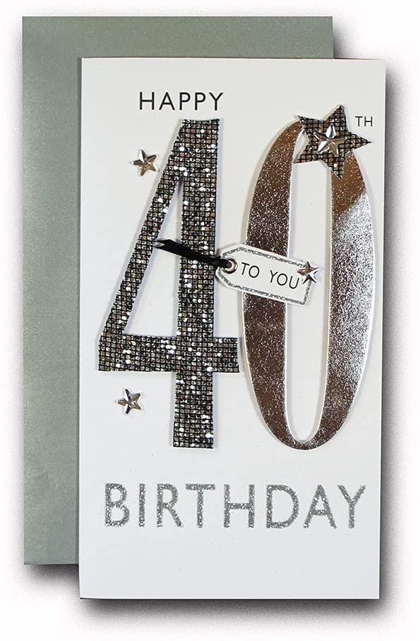 40th Birthday Greeting Card Hand-Finished