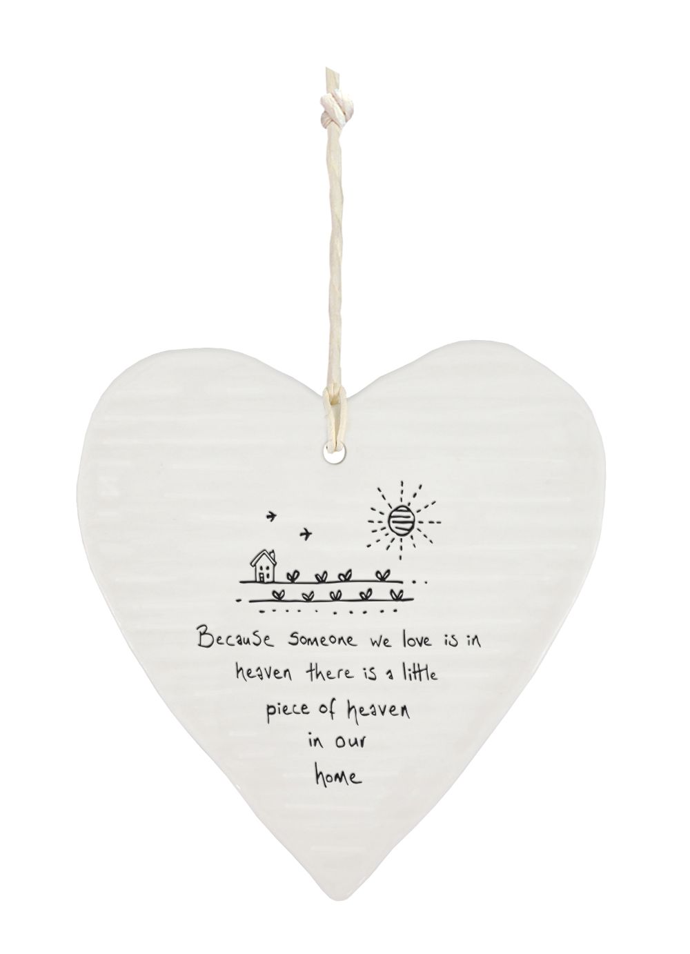 East Of India Piece Of Heaven Wobbly Heart Shaped Ceramic Hanging Plaque