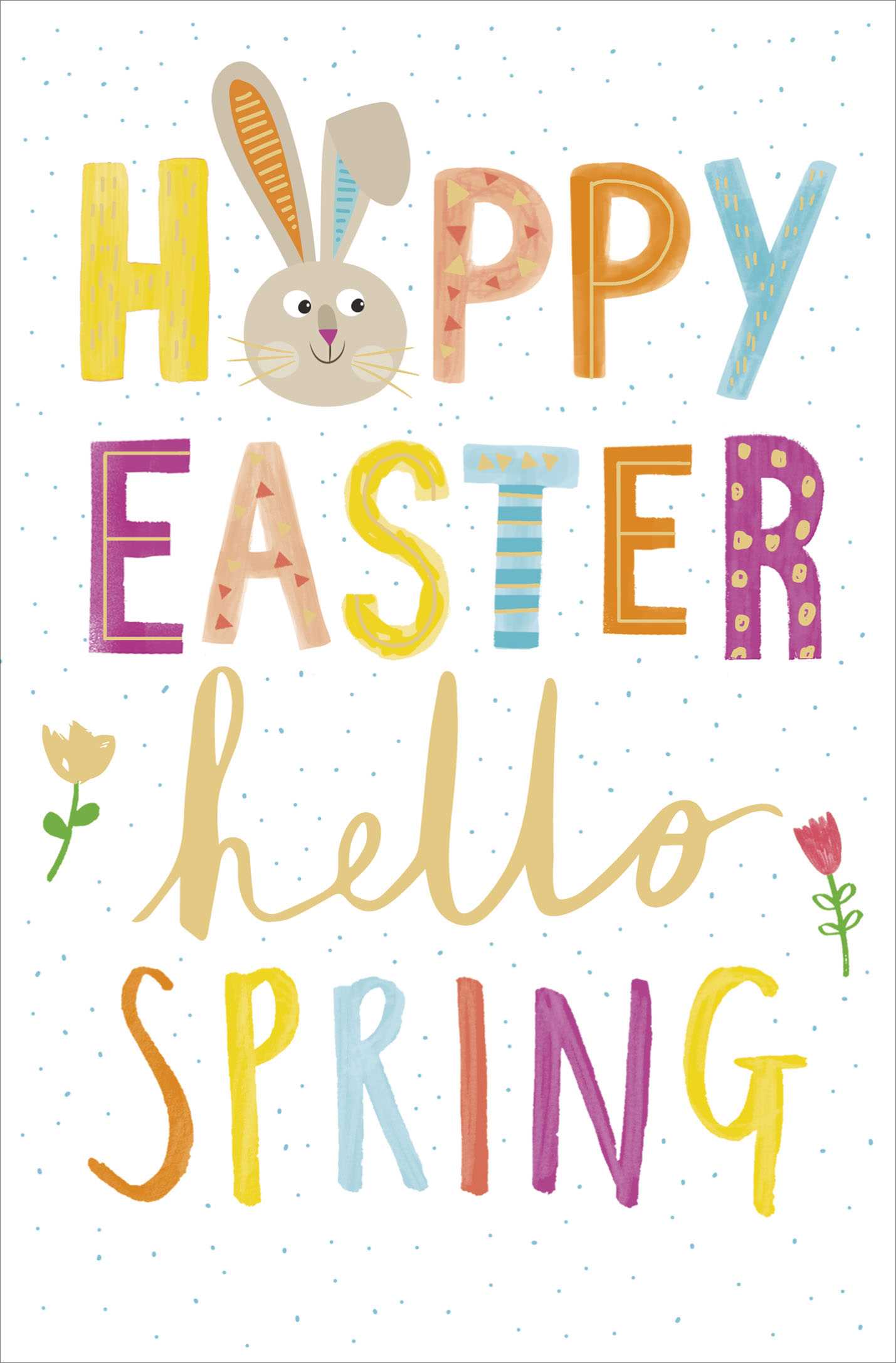 Hoppy Easter Hello Spring Cute Greeting Card