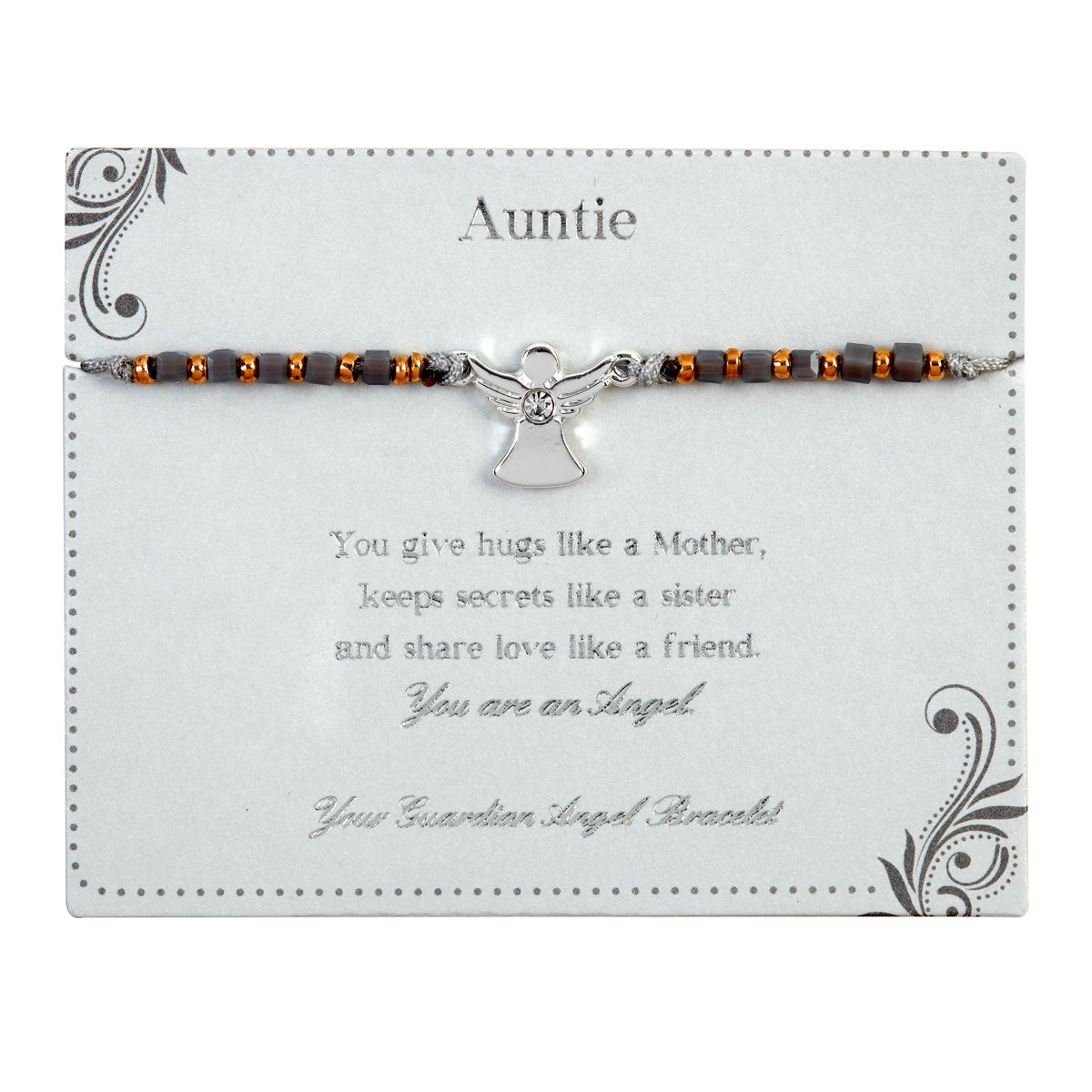 Auntie Guardian Angel Bracelet On Beaded String With Envelope