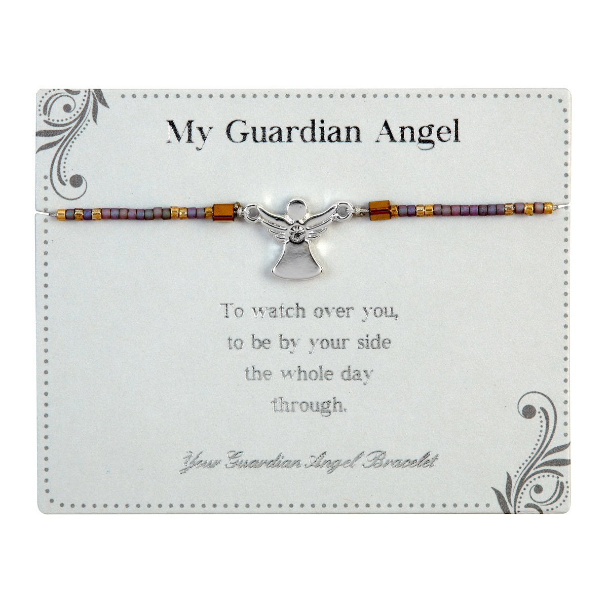 Watch Over Guardian Angel Bracelet On Beaded String With Envelope