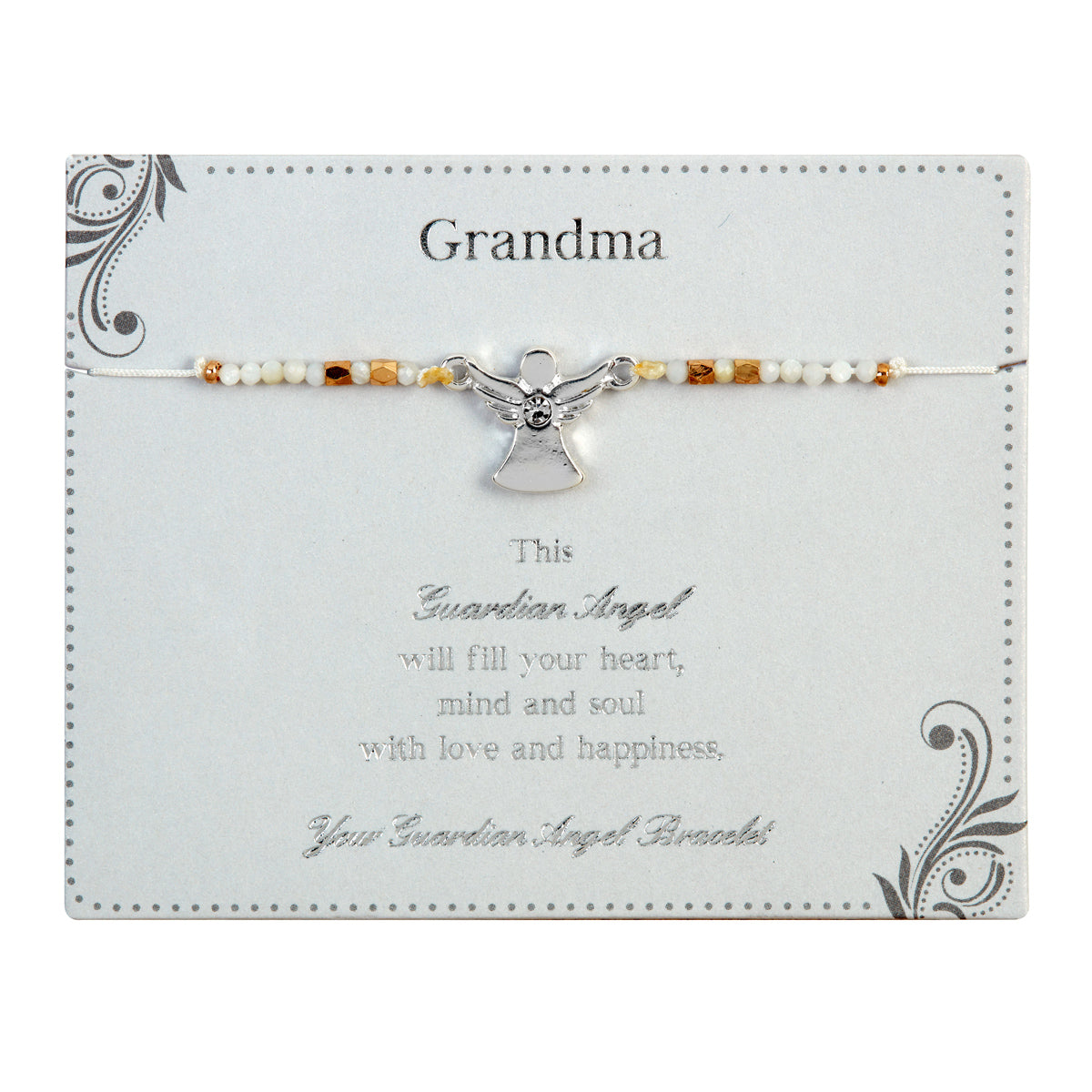 Grandma Guardian Angel Bracelet On Beaded String With Envelope