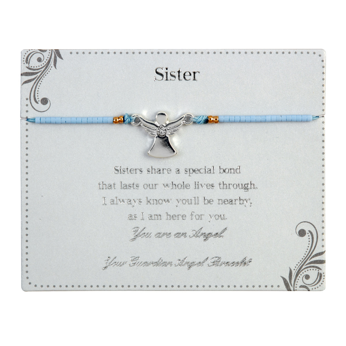 Sister Guardian Angel Bracelet On Beaded String With Envelope