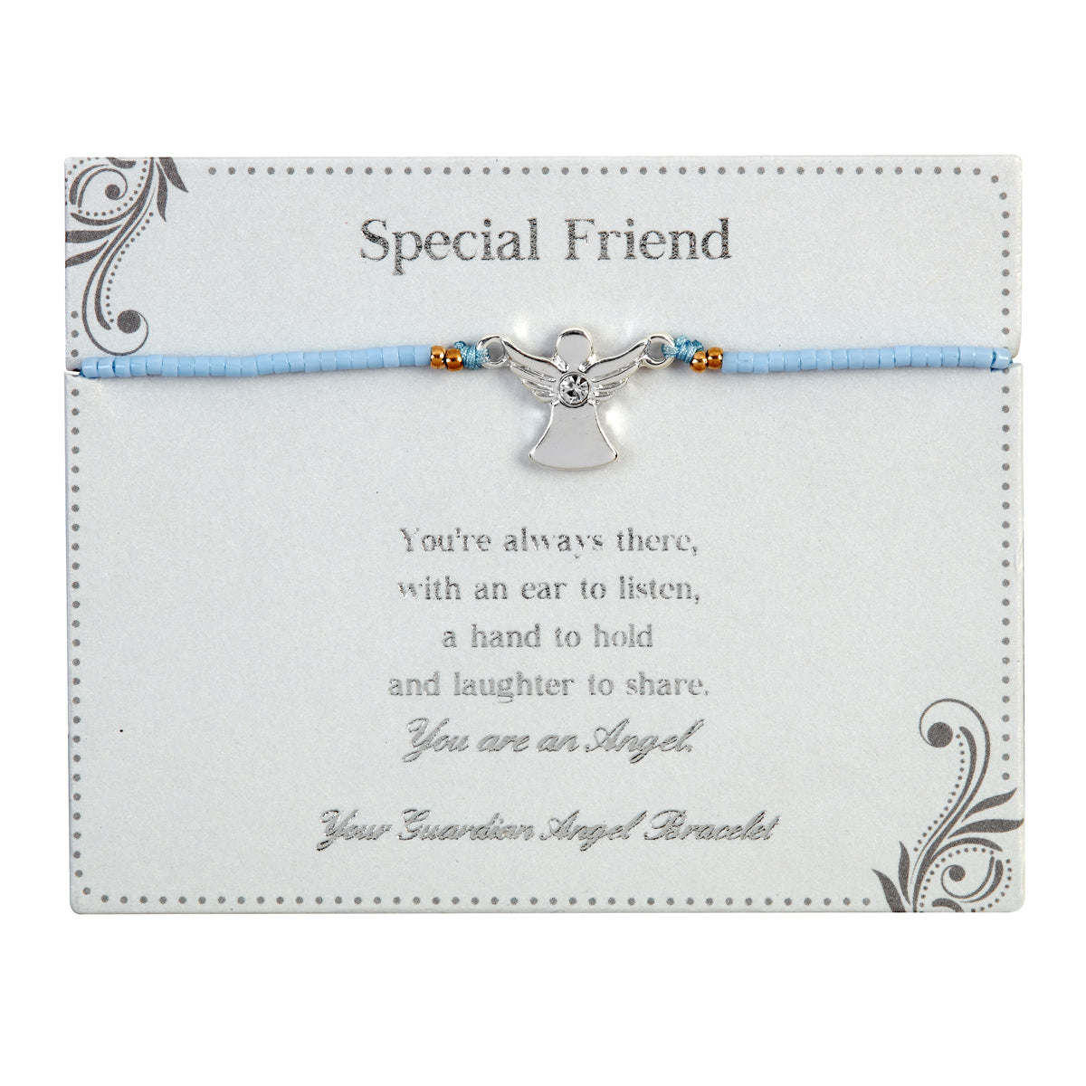 Special Friend Guardian Angel Bracelet On Beaded String With Envelope