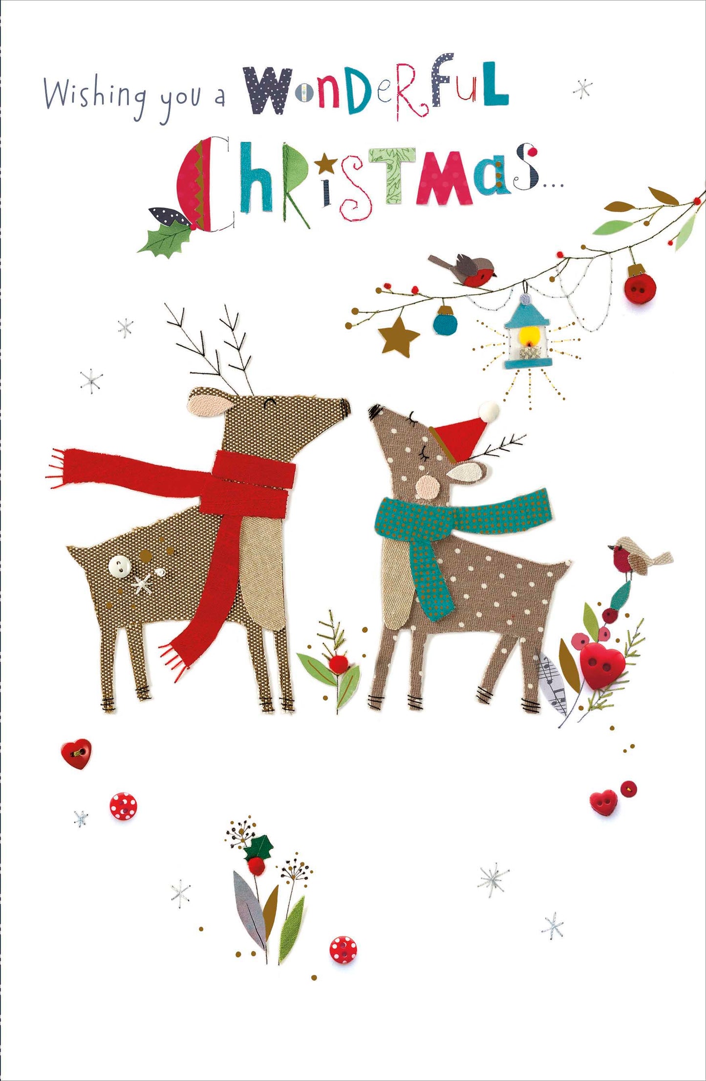Wonderful Christmas Button Box Christmas Greeting Card