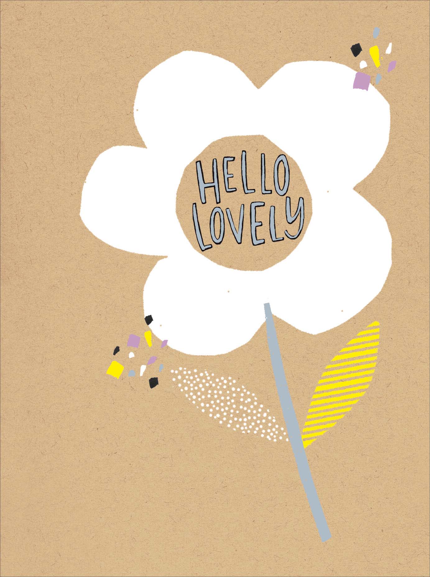 Hello Lovely Foil Finished Flower Greeting Card Blank Inside