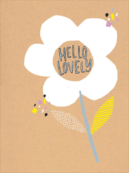 Hello Lovely Foil Finished Flower Greeting Card Blank Inside