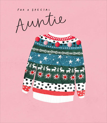 A Special Auntie Xmas Jumper Special Christmas Greeting Card