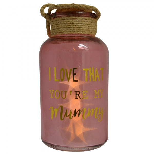 Mummy Pink Light Up Illuminated Jar With Rope Gift