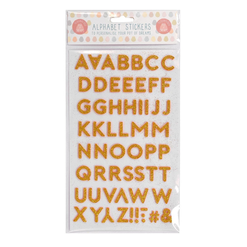 Alphabet Stickers A-Z Gold Glitter Stick-On DIY Crafting Toppers