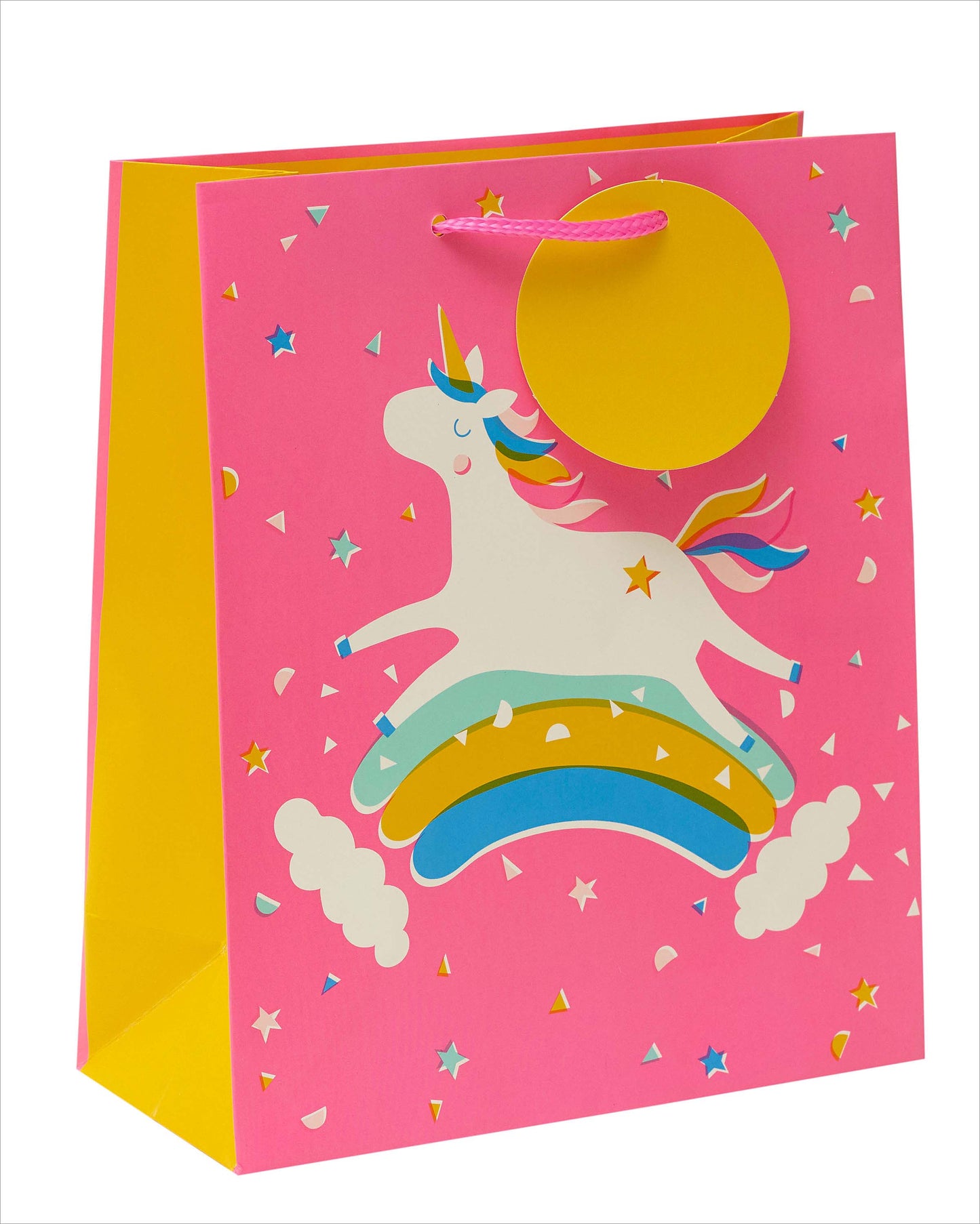 Pink Unicorn Themed Medium Gift Bag With Tag