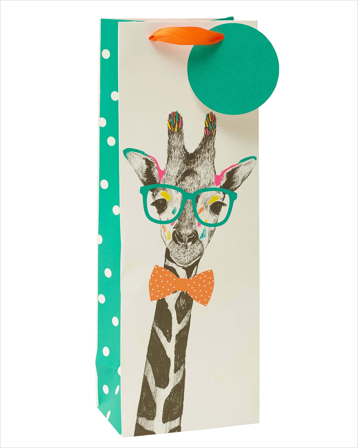 Vivid Safari Giraffe Themed Bottle Gift Bag With Tag
