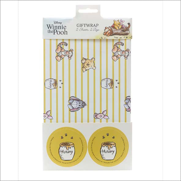 Disney Winnie The Pooh Gift Wrap Pack Contains 2 Sheets & Tags