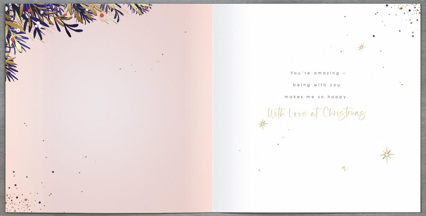 To My Girlfriend Luxury Wreath Embellished Christmas Card