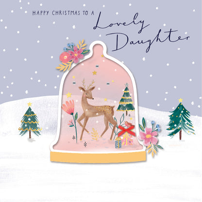 Lovely Daughter Snow Globe Luxury Embellished Christmas Card