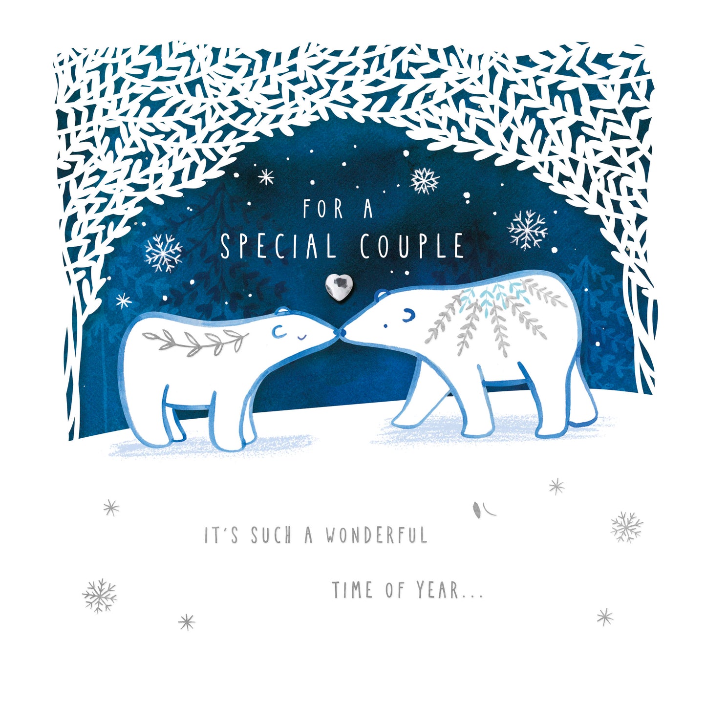 Special Couple 3D Cut Out Bears Embellished Christmas Card