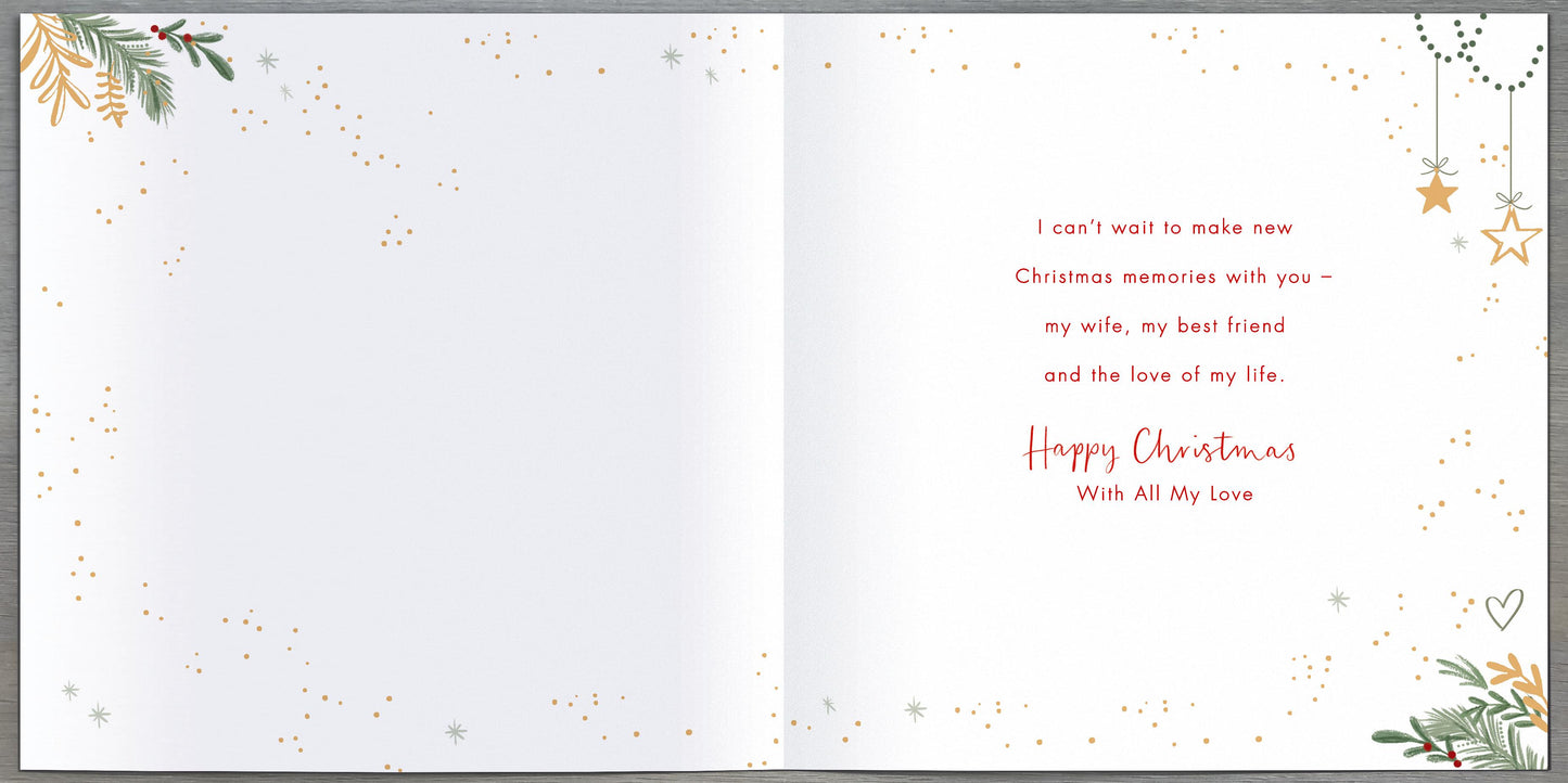 Gorgeous Wife Luxury Baubles Embellished Christmas Card