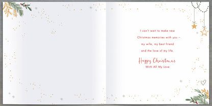 Gorgeous Wife Luxury Baubles Embellished Christmas Card