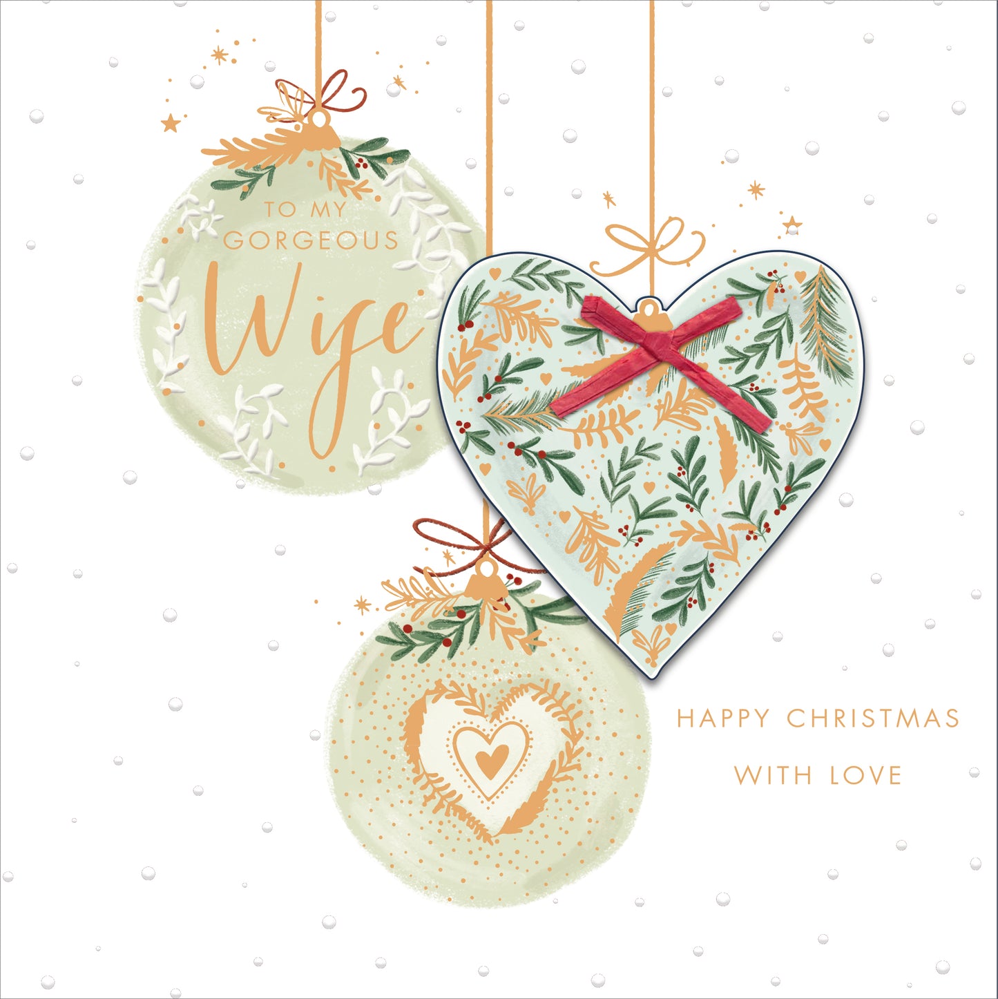 Gorgeous Wife Luxury Baubles Embellished Christmas Card