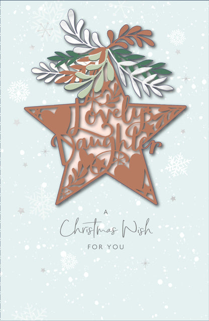Lovely Daughter 3D Cut Out Embellished Christmas Card