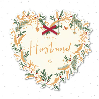 To My Husband Luxury Wreath Embellished Christmas Card