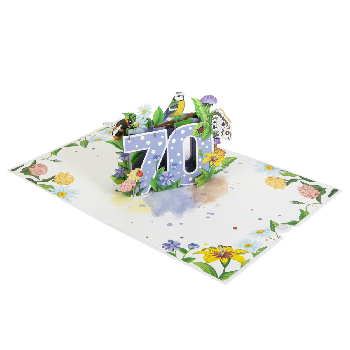 Floral 70th Birthday Pop Up Greeting Card
