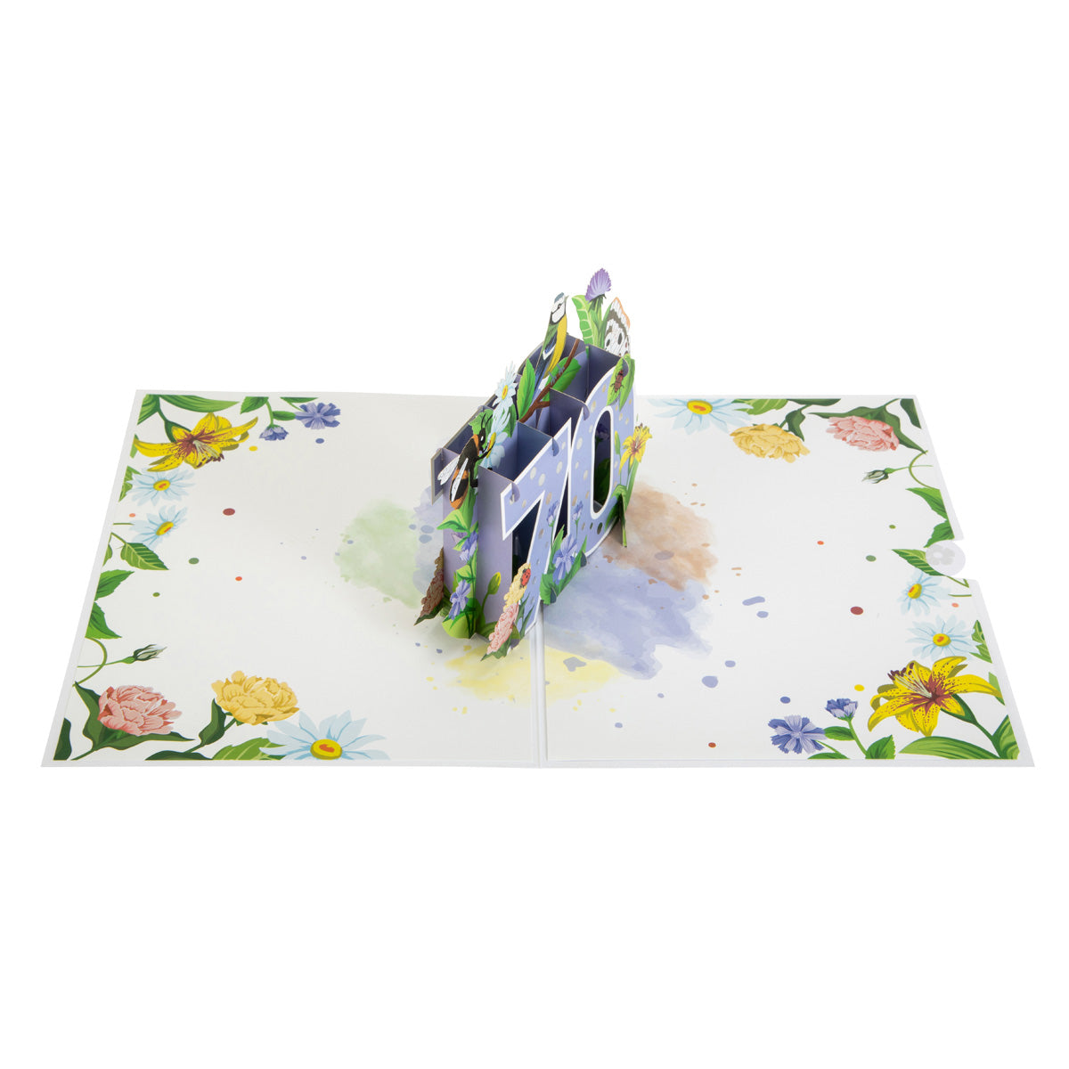 Floral 70th Birthday Pop Up Greeting Card